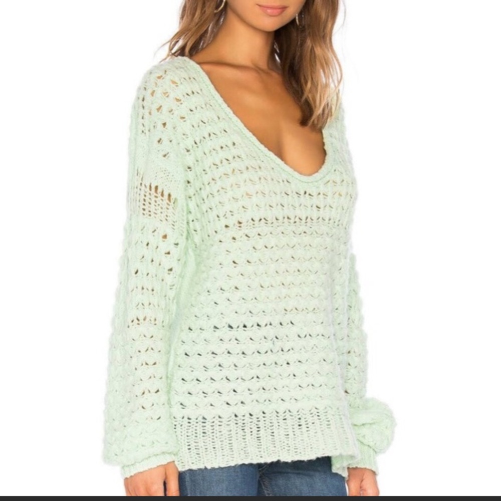NWT Free People Crashing Waves Sweater Mint - Picture 3 of 8